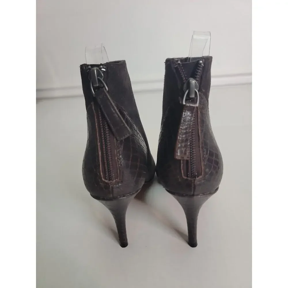 Linea Paolo Suede Booties Womens 6M Suede Leather Kittie Heel Pointed Toe Brown